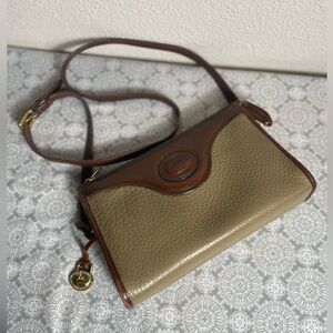 Dooney & Bourke~Vtg.~Two-Toned~All Weather Leather~Crossbody Bag~Logo Medallion